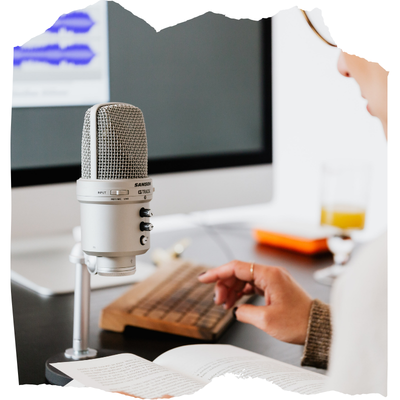 Podcast erstellen, Mikrofon, Monitor,